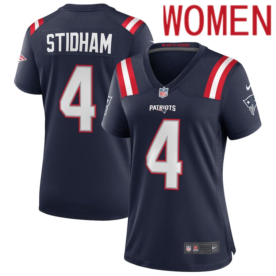 Women New England Patriots #4 Jarrett Stidham Nike Navy Game NFL Jersey